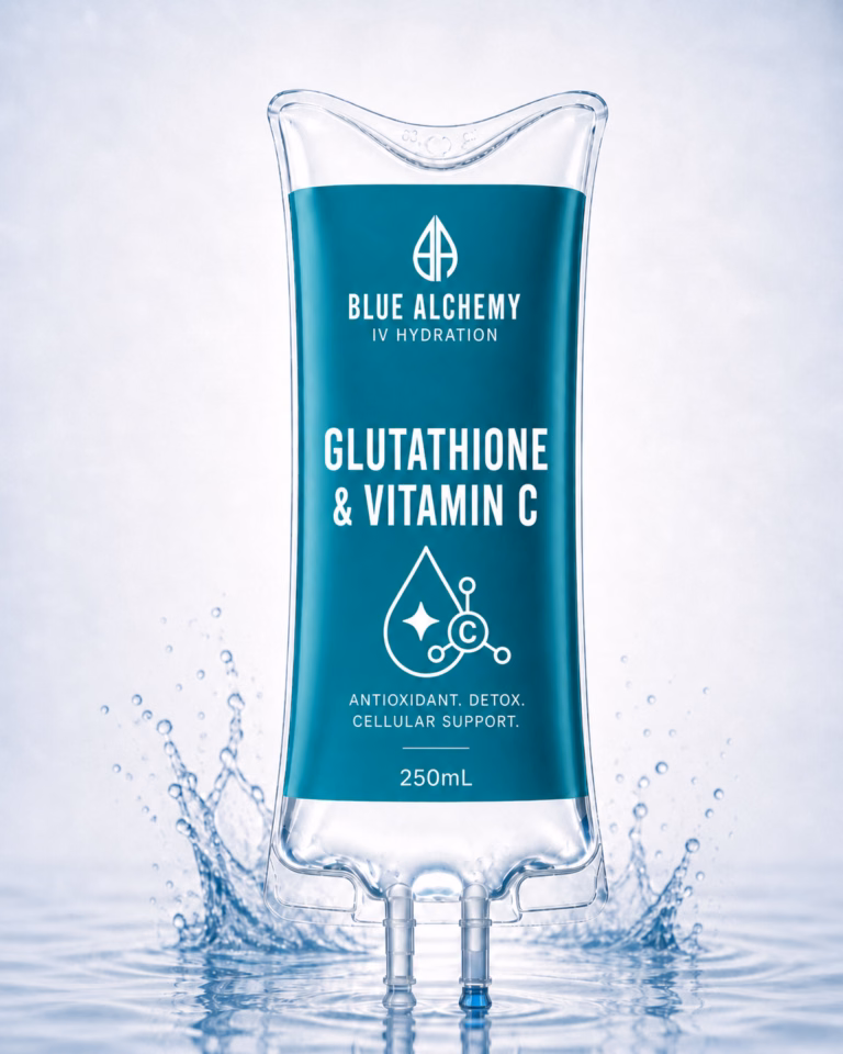 Blue Alchemy Wellness Glutathione and Vitamin C infusion bag